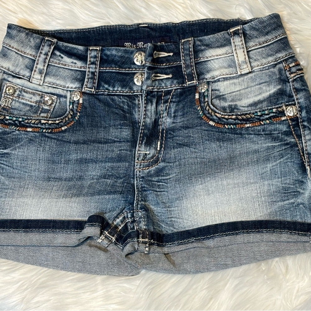 Miss Me Blue Jean Shorts Distressed Frayed Hem